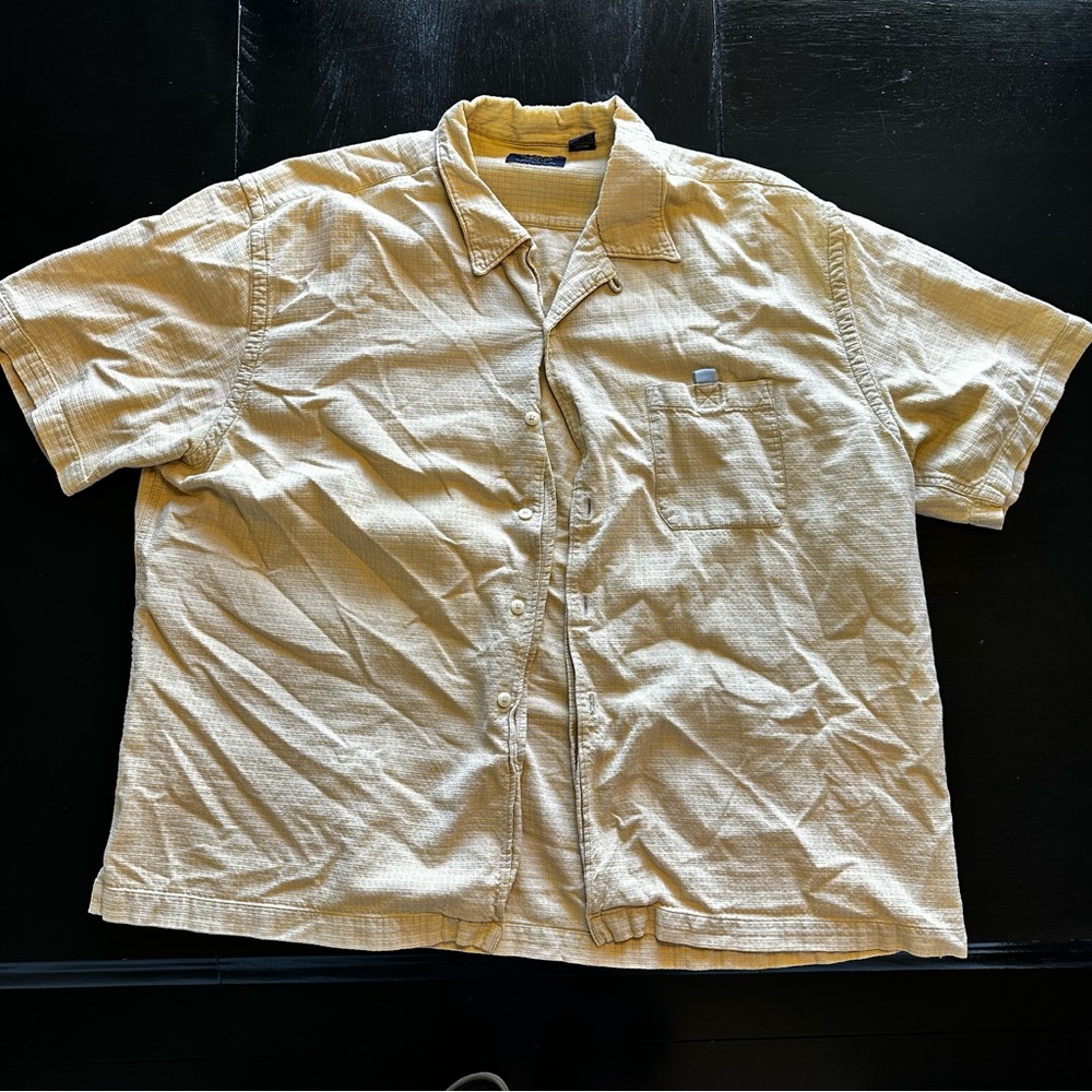 Retro American Eagle XXL Short Yellow plaid Button Down Short sleeve